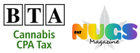 BTA Cannabis CPA Tax logo alongside Fat Mugs Magazine's logo